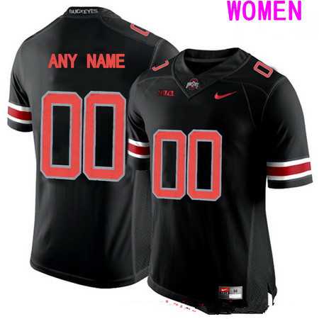 Women's Ohio State Buckeyes Customized College Football Nike Lights Black Out Limited Jersey